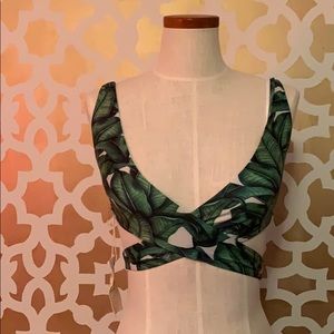 VerdeLimón XS Palm Print Wrap Bikini Top. NWT.